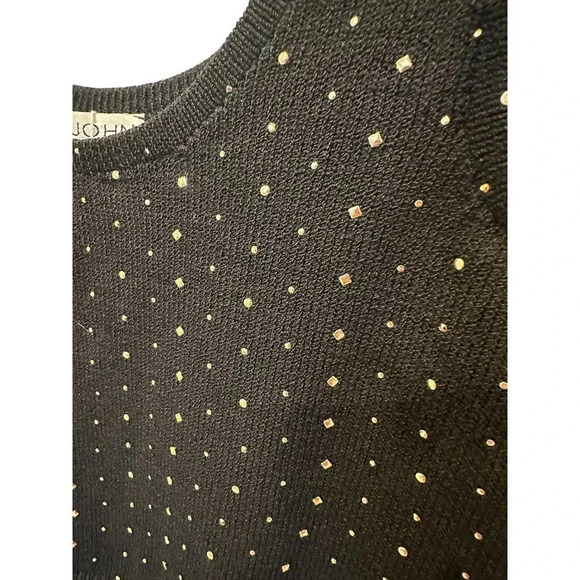 St. John Sportswear Women's Black Polka Dot Sleeveless Scoop Neck Sweater Size S - Picture 4 of 8